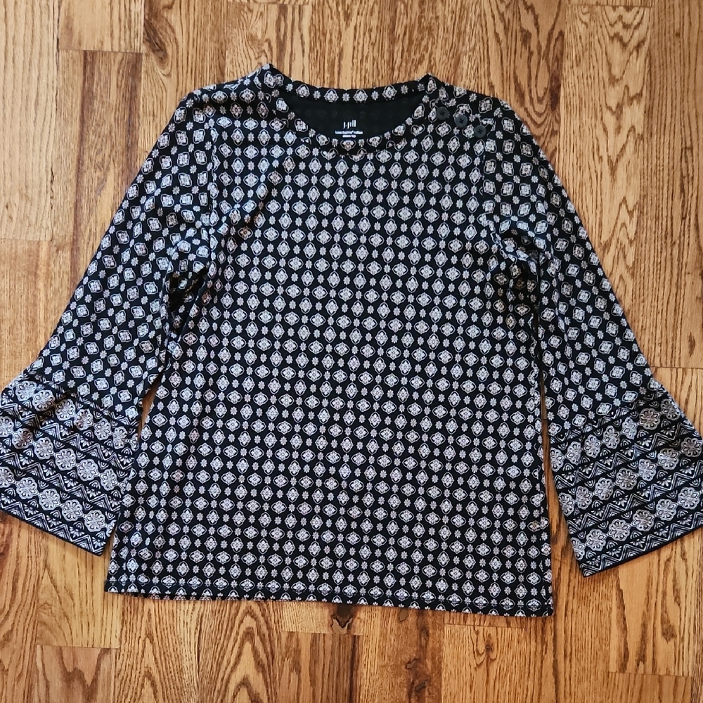 J. Jill Black and White Geometric Blouse